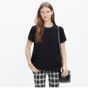 Madewell Leather-Trim Tailored Tee, Size M